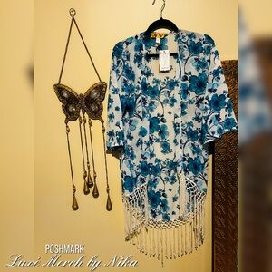 Fringe Kimono Dolce Bonita  - Size M - Floral Print